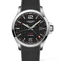 Longines Longines Conquest V.H.P. L3.728.4.66.9  L37284669 кварцевые мужские часы черный циферблат, браслет каучук — вид спереди